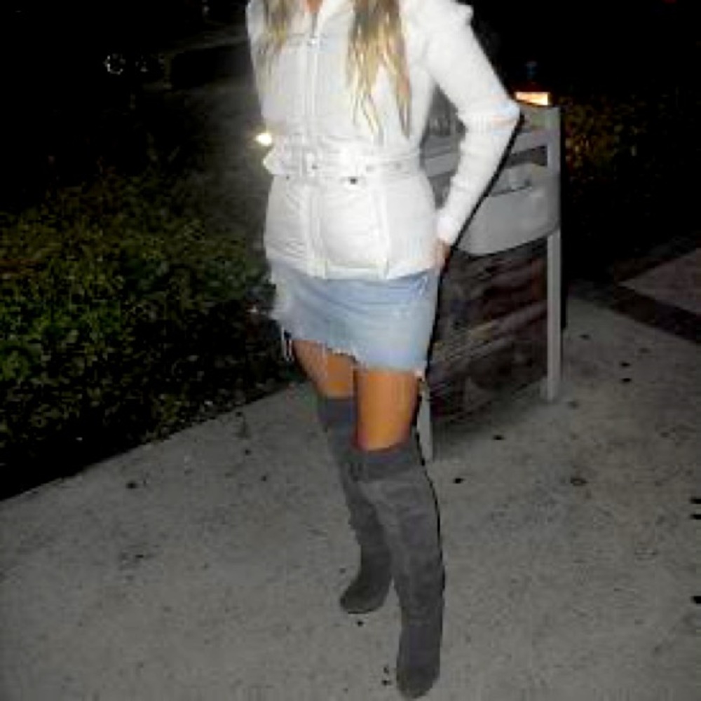 fredericks of hollywood suede grey over the knee boots
